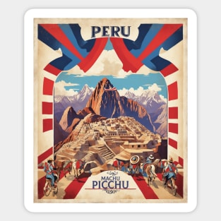 Peru Machu Picchu Tourism Vintage Poster Sticker